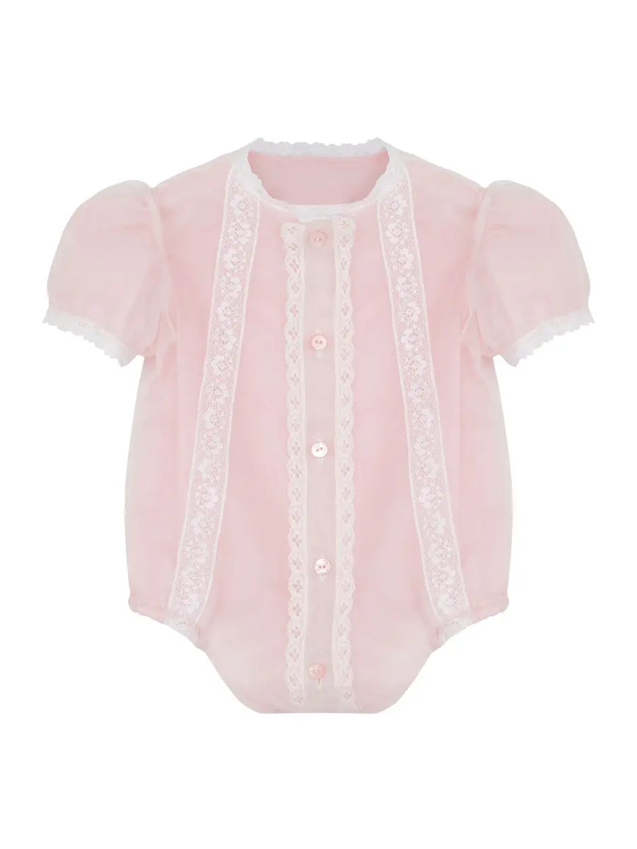 Ромпер из шелковой органзы и кружева