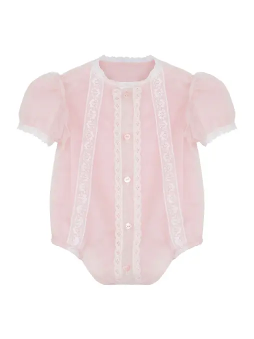 Ромпер из шелковой органзы и кружева LITTLE TOMATO