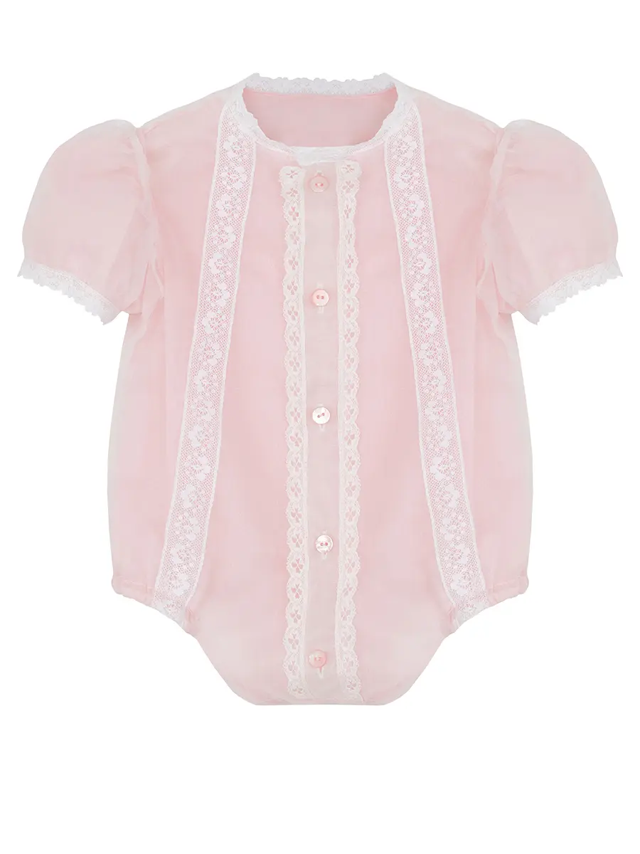 Набор на выписку для девочки из шелковой органзы и кружева