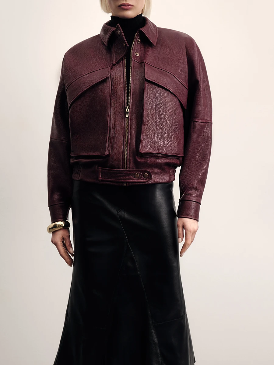 Бомбер кожаный