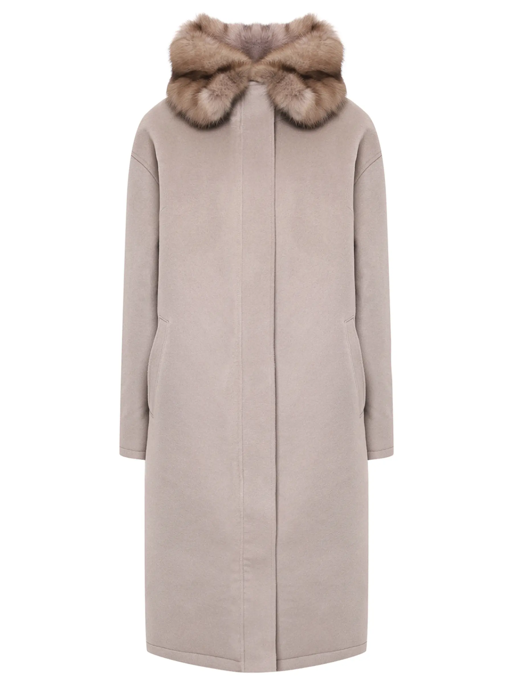 Парка кашемировая с мехом соболя