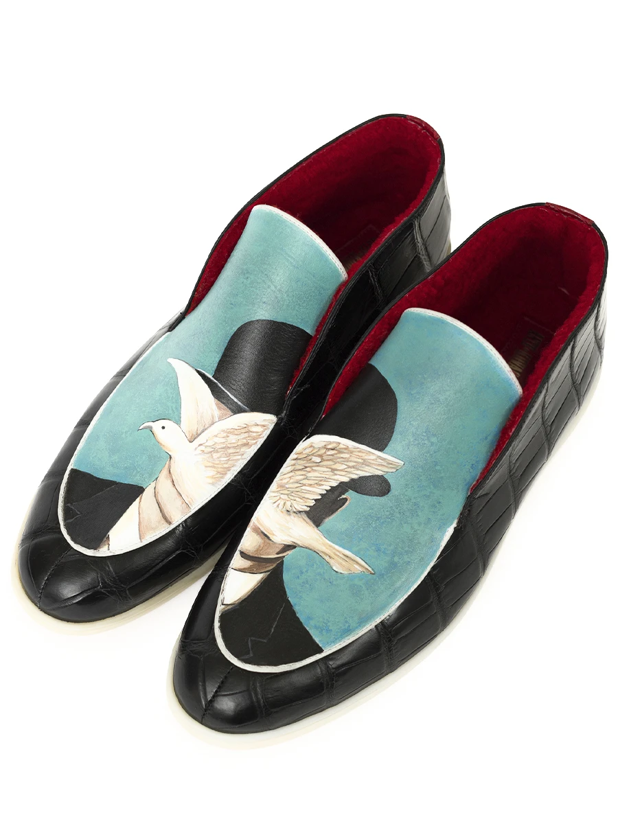 Ботинки из кожи крокодила Человек в котелке