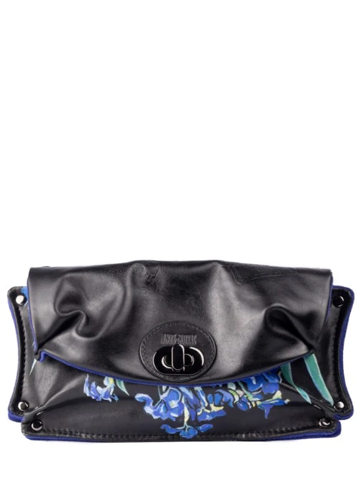 Клатч кожаный Нидзё Ирисы Ван Гога в чёрном ANTE KOVAC