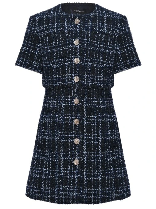 Платье твидовое в клетку DAN MARALEX