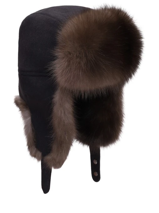 Шапка кашемировая с мехом соболя AMELI