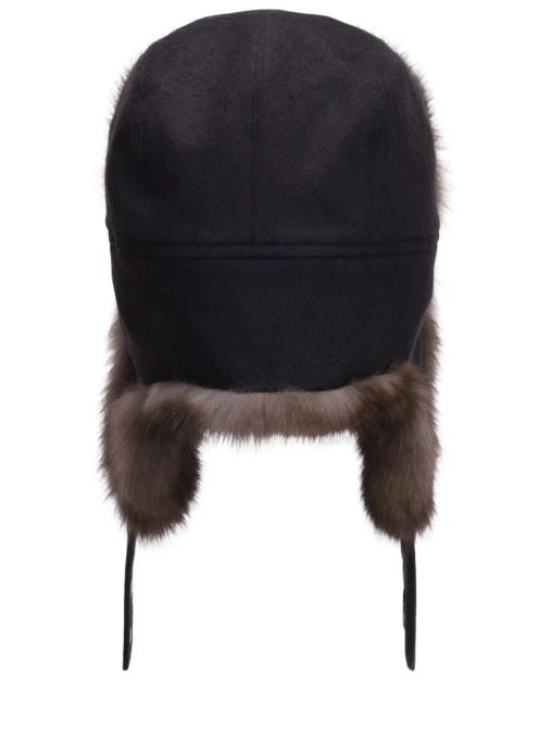 Шапка кашемировая с мехом соболя AMELI