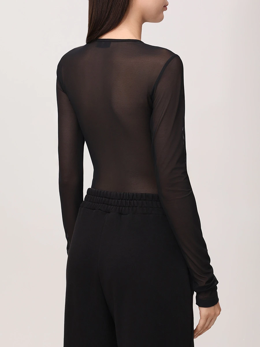 Боди в сетку со вставкой из замши