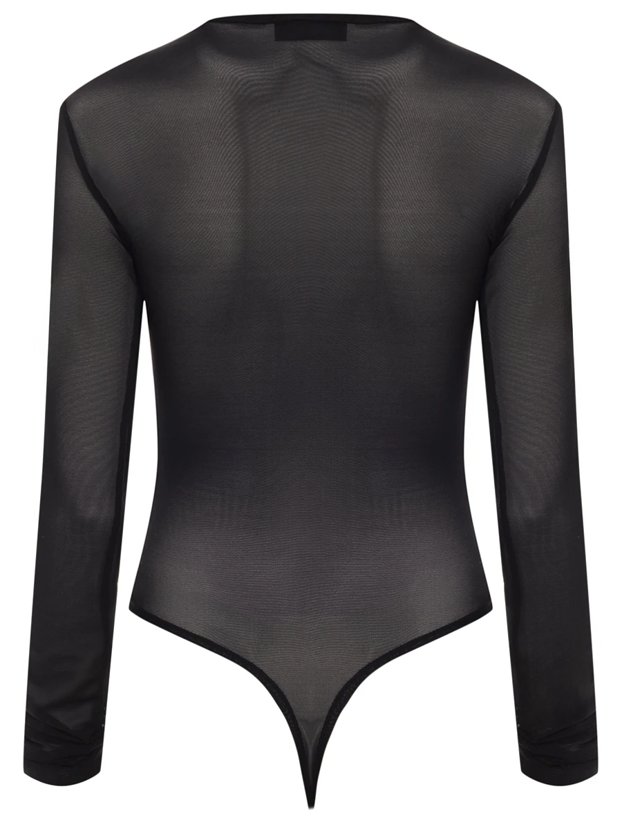 Боди в сетку со вставкой из замши