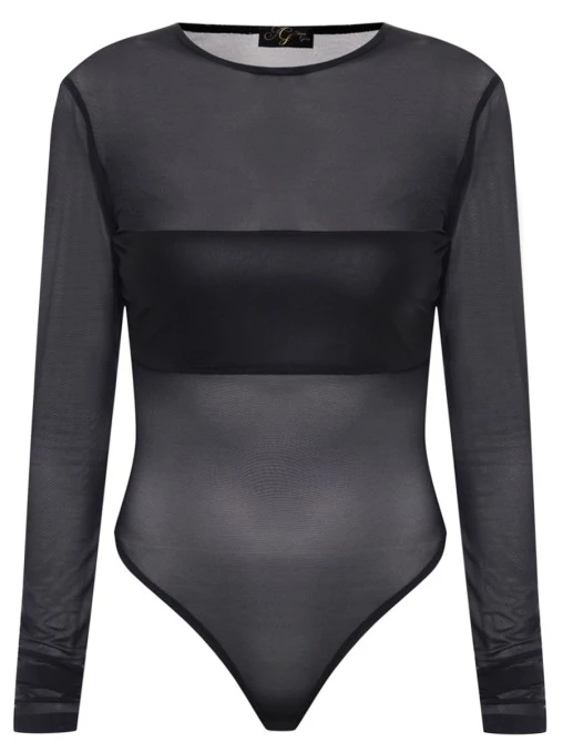 Боди в сетку со вставкой из кожи ANNA GERA