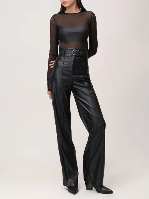 Боди в сетку со вставкой из кожи ANNA GERA