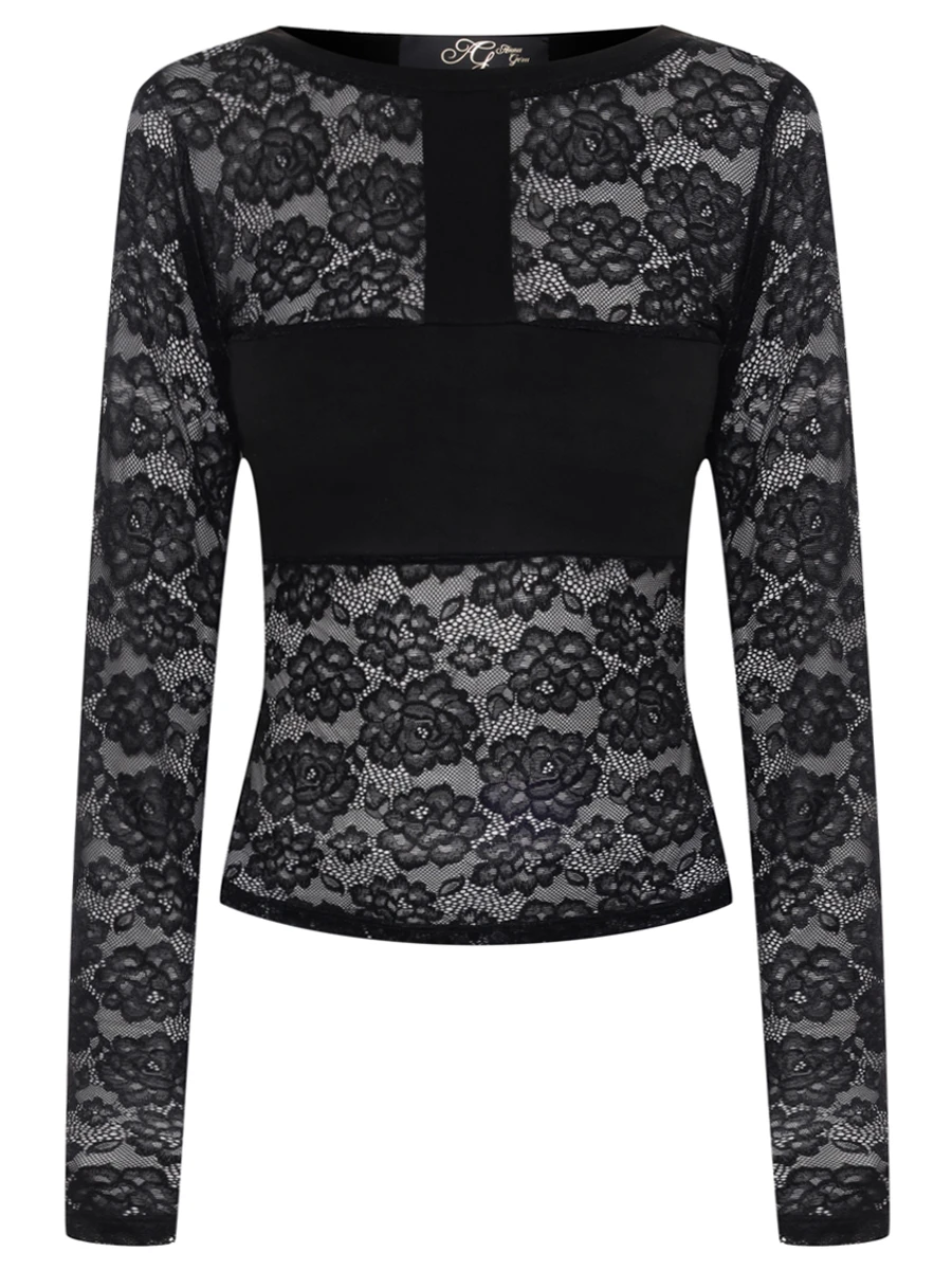 Лонгслив Нуар кружевной