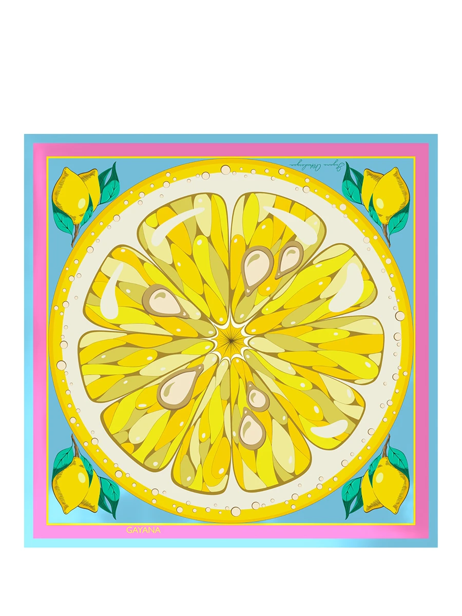 Платок шелковый Лимон