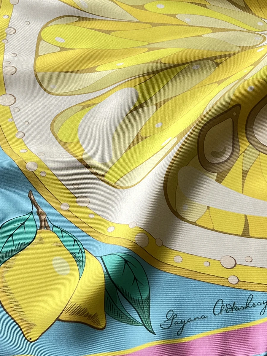 Платок шелковый Лимон