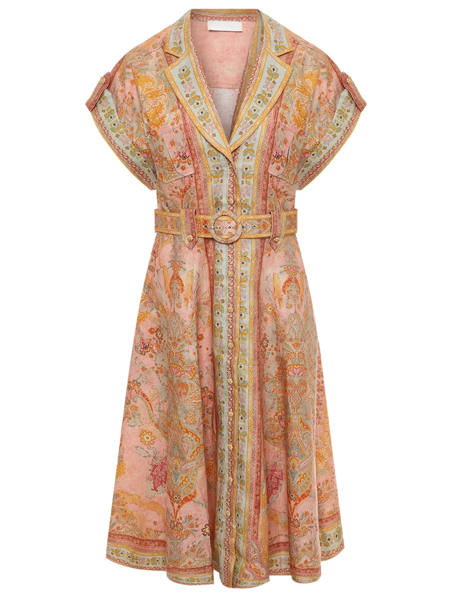 Платье-рубашка льняное