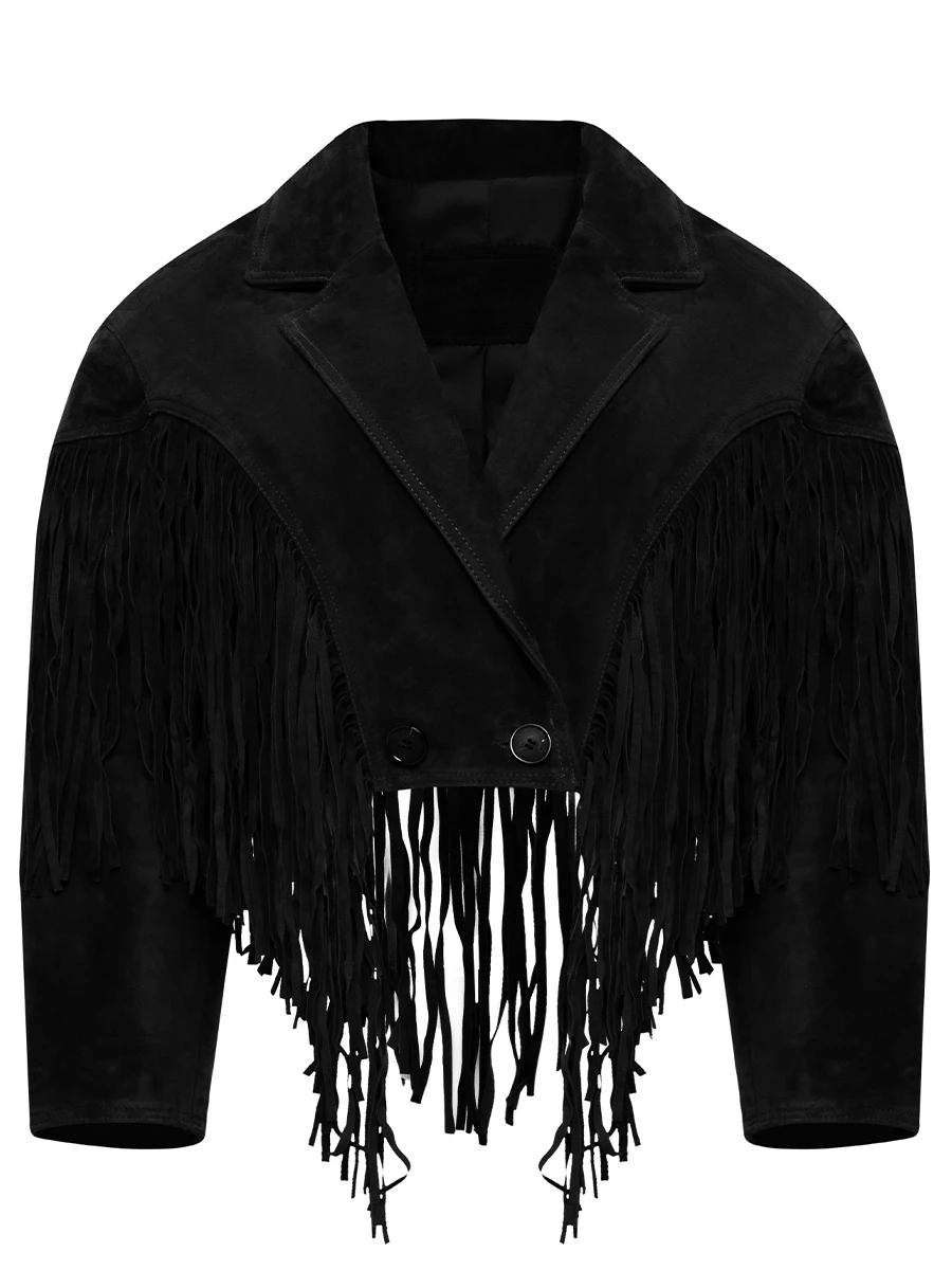 Укороченный жакет с бахромой