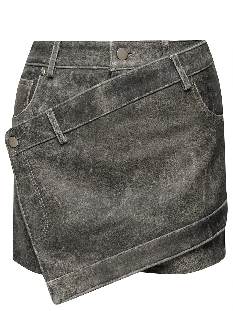 Шорты-юбка из кожи