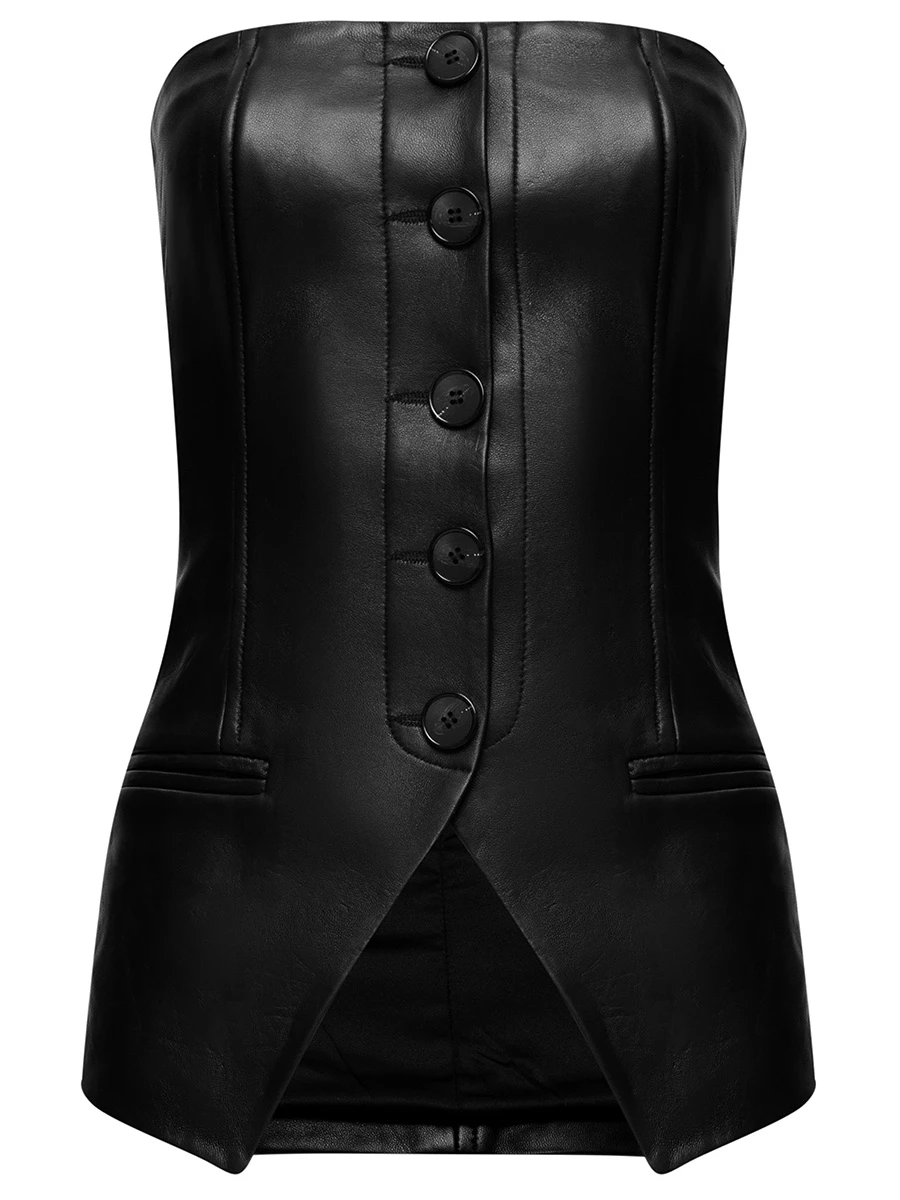 Топ кожаный