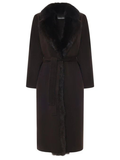 Пальто из шерсти и кашемира с мехом соболя MANZONI 24