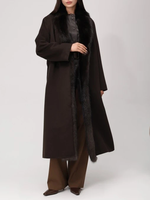 Пальто из шерсти и кашемира с мехом соболя MANZONI 24