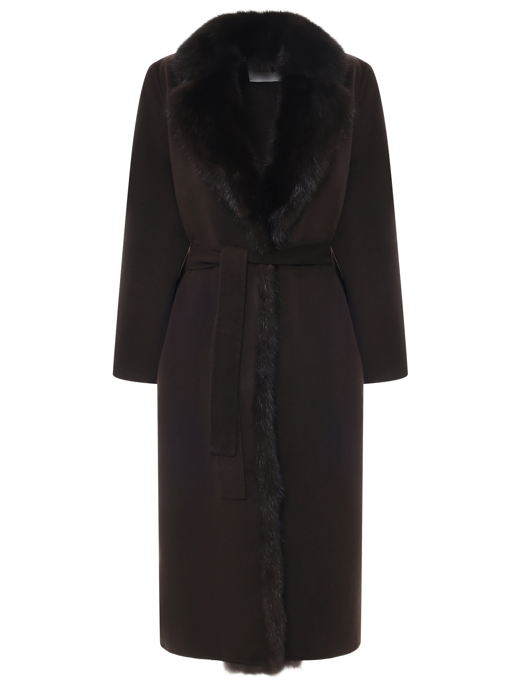 Пальто из шерсти и кашемира с мехом соболя