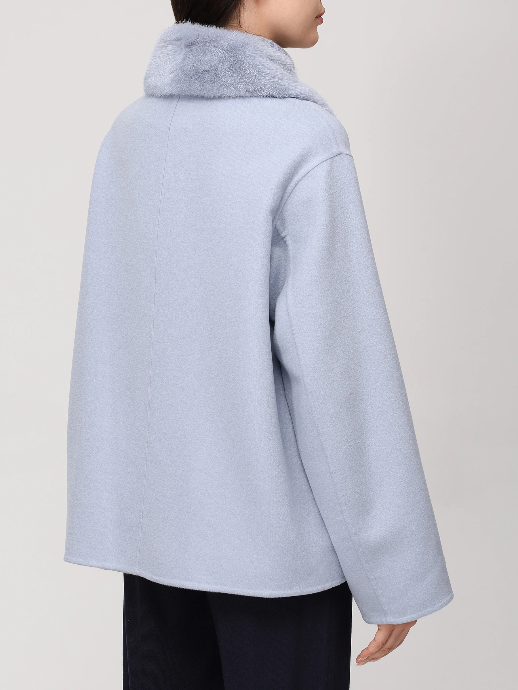 Полупальто из шерсти и кашемира с мехом