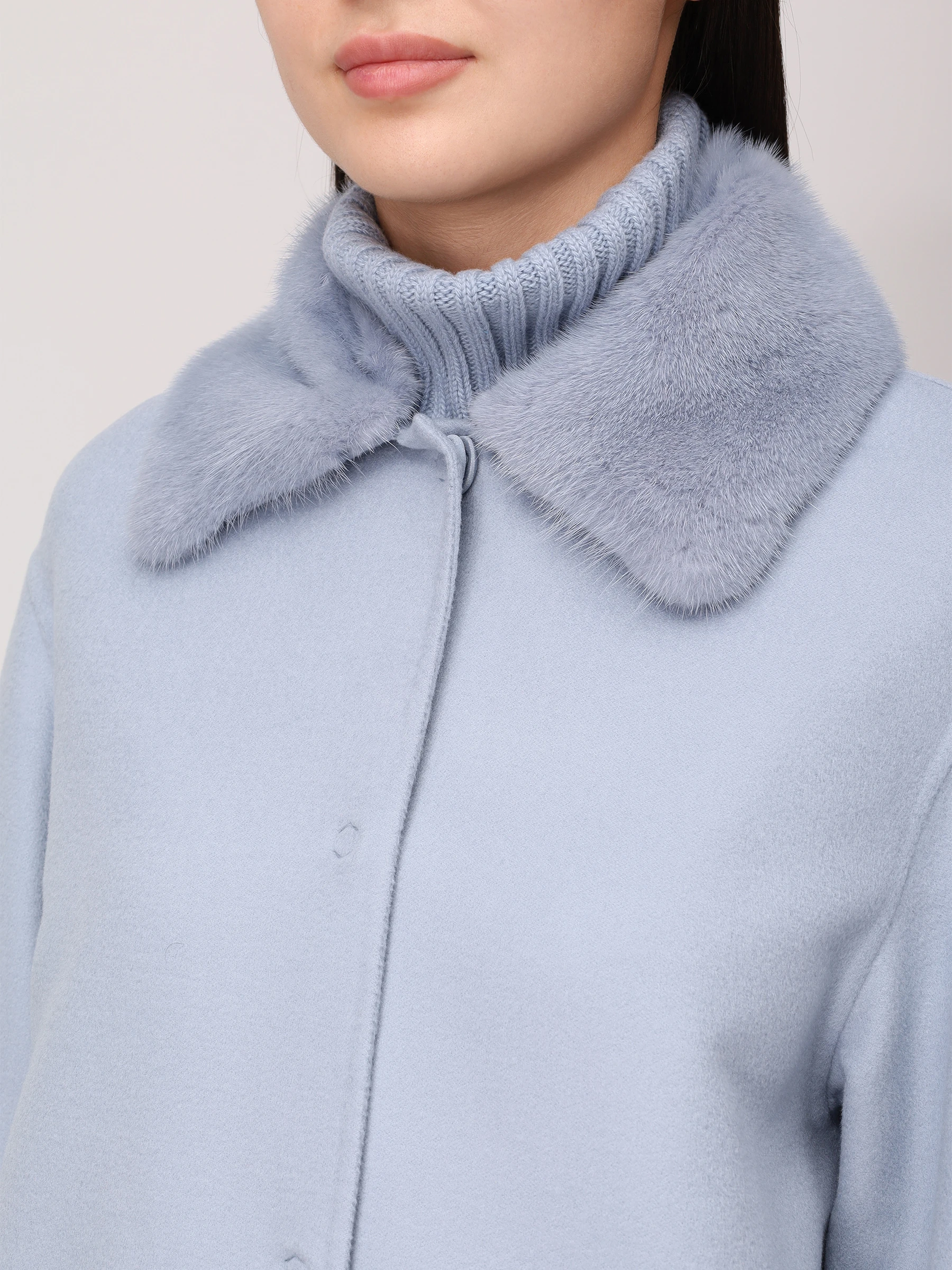 Полупальто из шерсти и кашемира с мехом