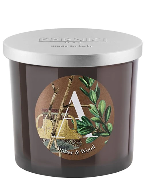 Свеча ароматическая Amber & Wood Амбра и Древесина 200г PERNICI