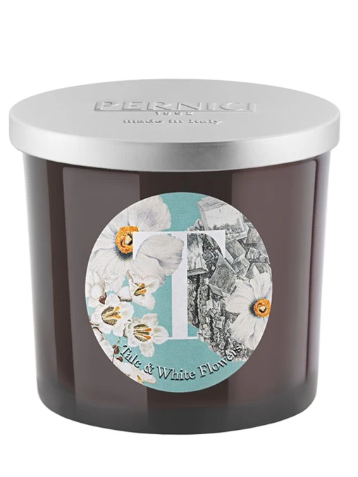 Свеча ароматическая Talc & White flowers Тальк и Белые цветы 200г PERNICI