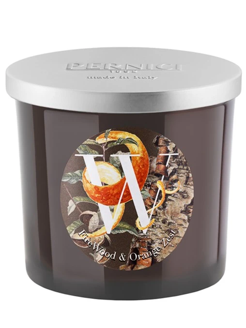 Свеча ароматическая Fire Wood & Orange Rind Жженая древесина и Цедра апельсина 200г PERNICI