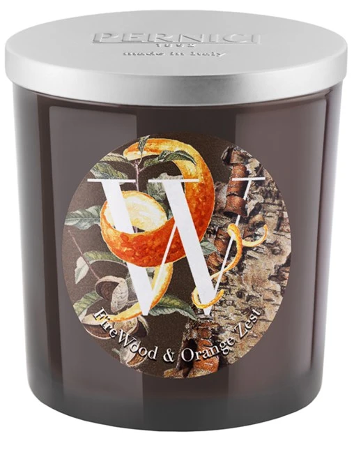 Свеча ароматическая Fire Wood & Orange Rind Жженая древесина и Цедра апельсина 350г PERNICI