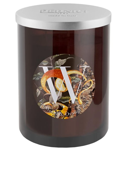 Свеча ароматическая Fire Wood & Orange Rind Жженая древесина и Цедра апельсина 900г 3 фитиля PERNICI