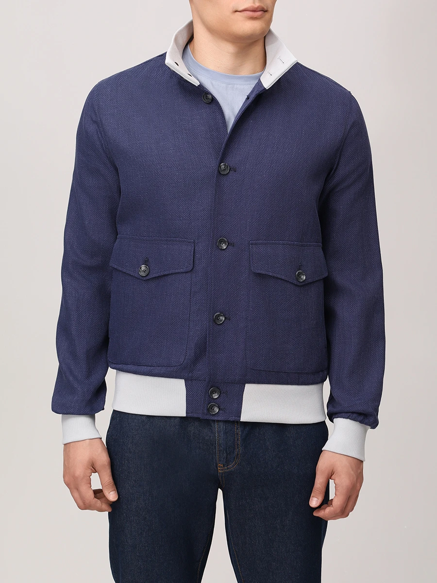 Бомбер из хлопка и льна