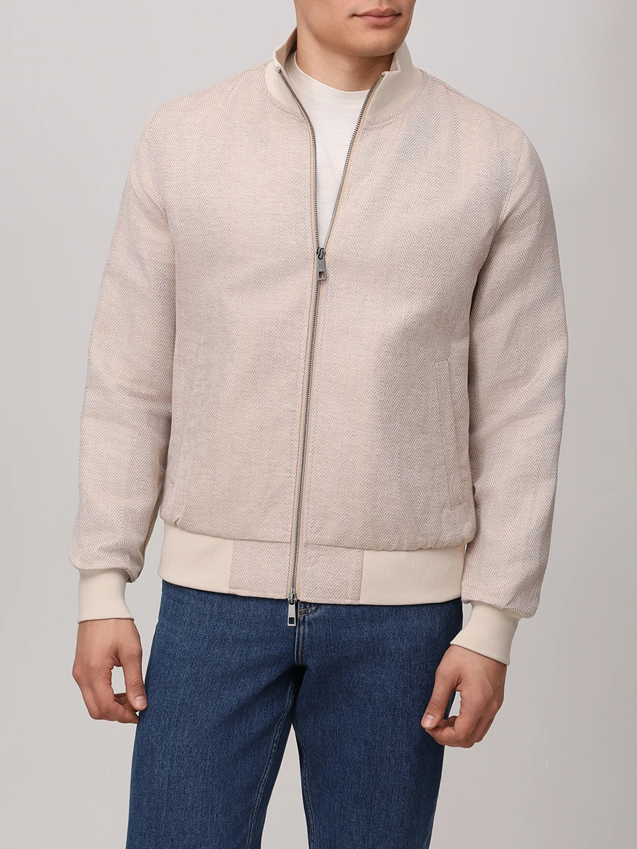 Бомбер из хлопка и льна