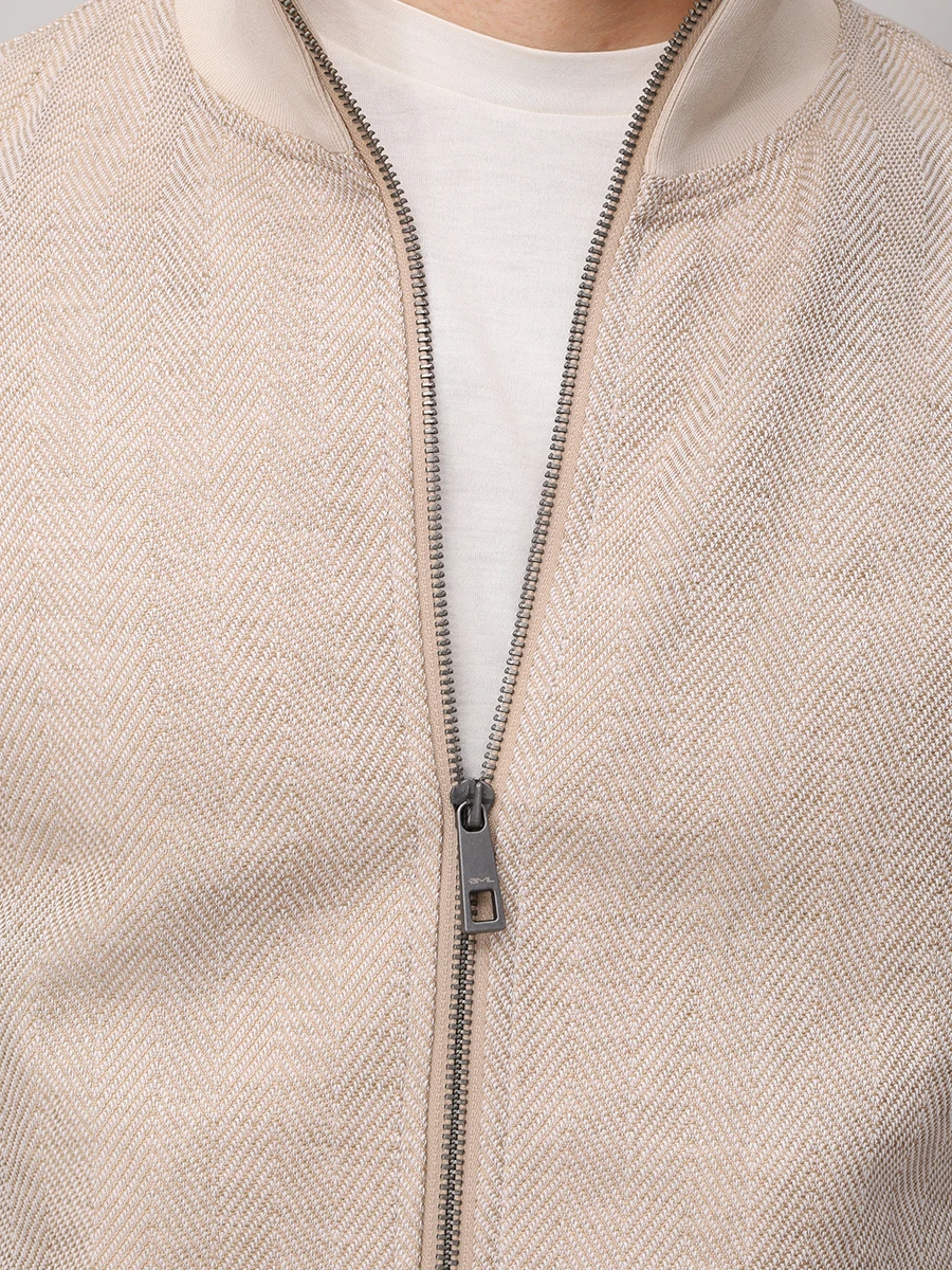 Бомбер из хлопка и льна