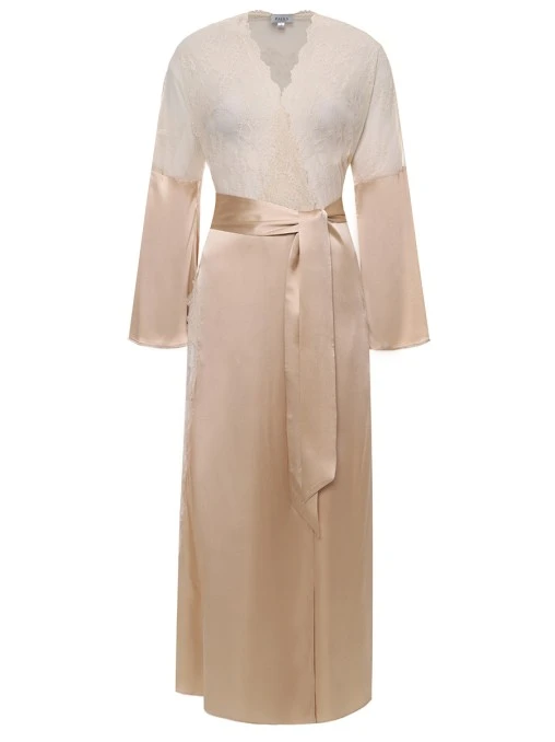 Халат из шелка и кружева C.ALLA