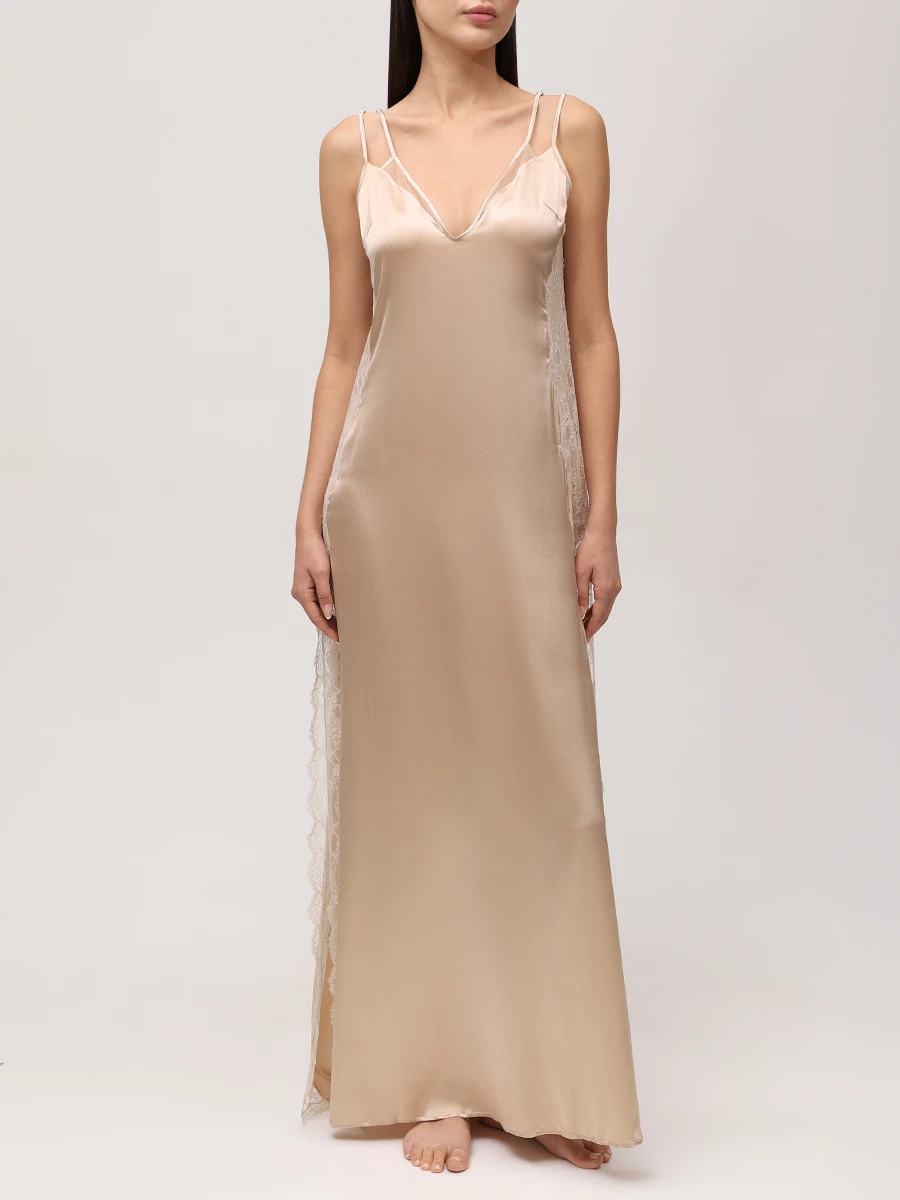 Сорочка шелковая с кружевом