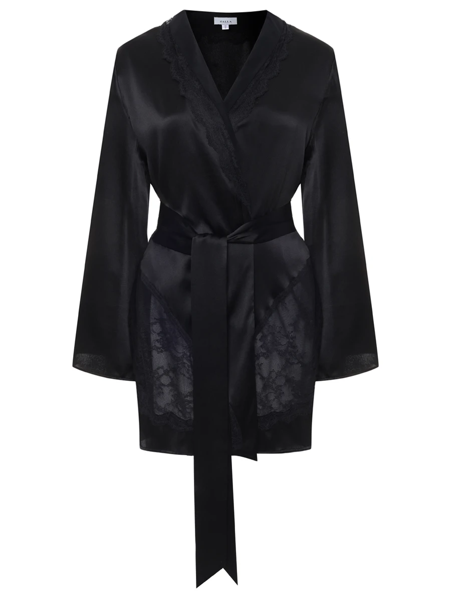 Халат шелковый с кружевом
