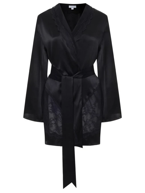 Халат шелковый с кружевом C.ALLA