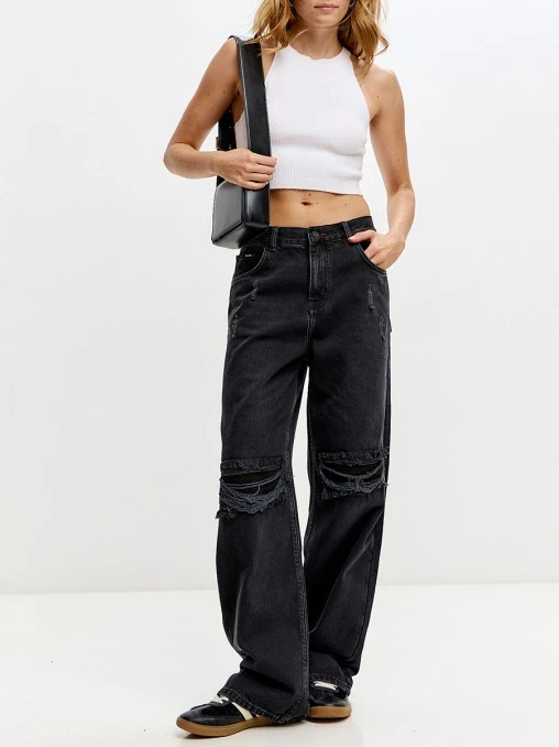 Джинсы Shirdi Loose 02 Vintage Black Distressed хлопковые BLCV