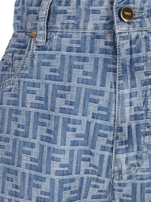Брюки из хлопка и льна FENDI