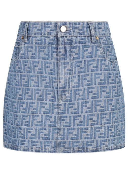 Юбка из хлопка и льна FENDI