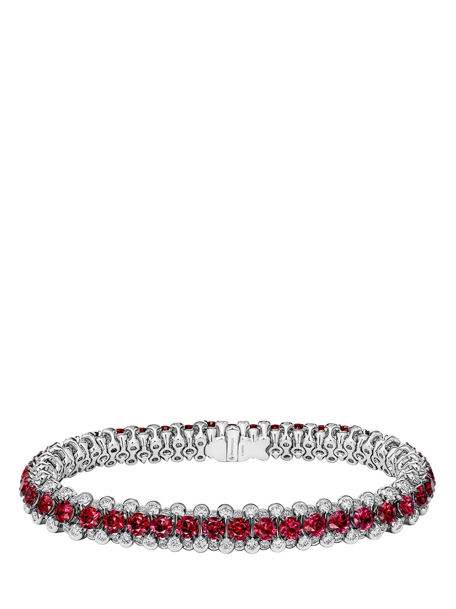 Браслет из белого золота с рубинами и бриллиантами