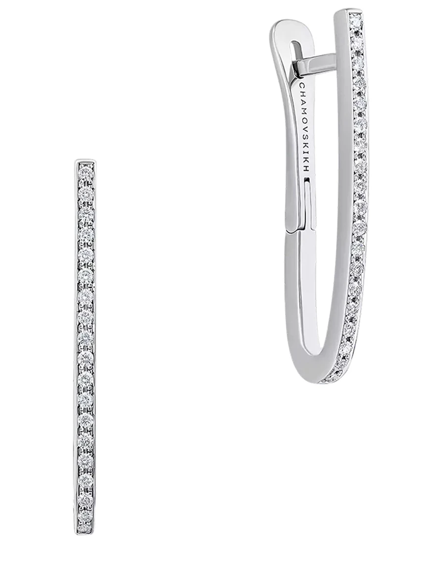 Серьги из белого золота с изумрудами и бриллиантами