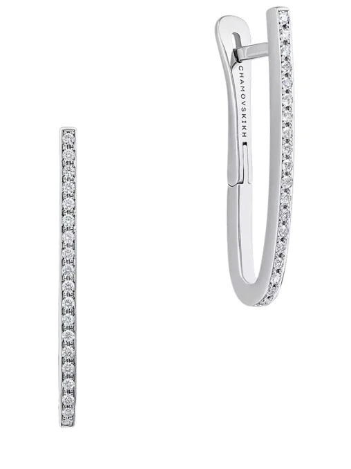 Серьги из белого золота с изумрудами и бриллиантами CHAMOVSKIKH JEWELLERY HOUSE