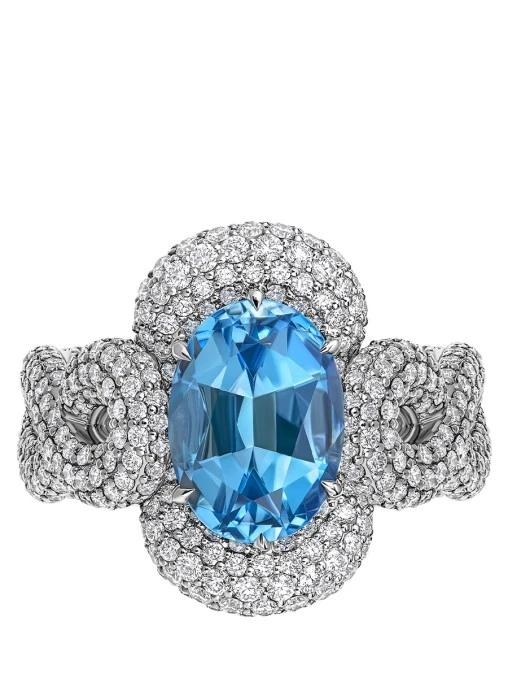 Кольцо из белого золота с аквамарином и бриллиантами CHAMOVSKIKH JEWELLERY HOUSE