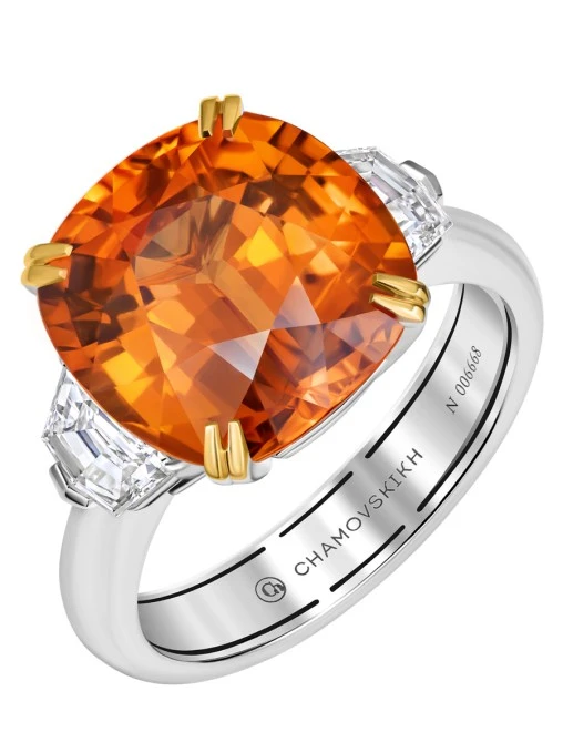 Кольцо из белого золота со спессартином и бриллиантами CHAMOVSKIKH JEWELLERY HOUSE