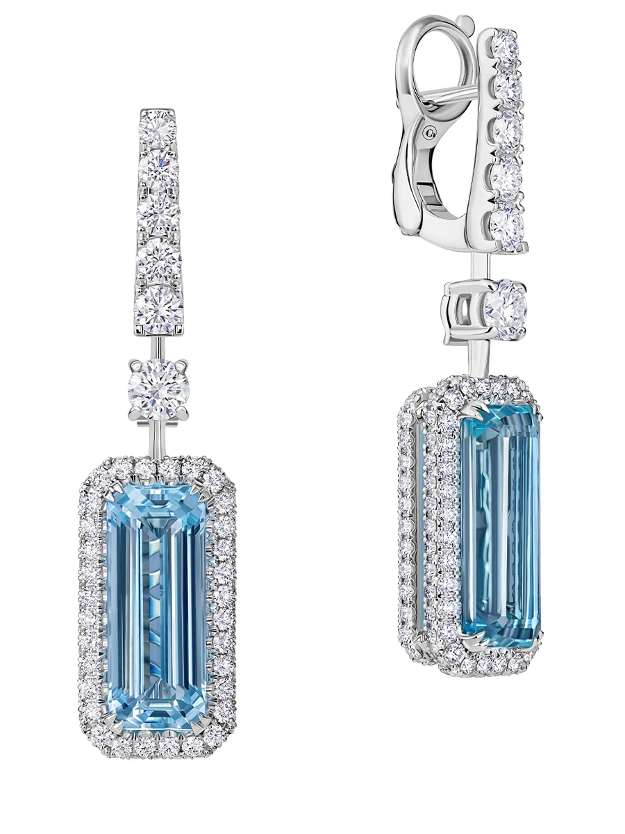 Серьги из белого золота с аквамаринами и бриллиантами