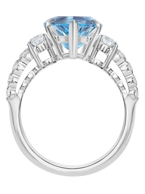 Кольцо белого золота с аквамарином и бриллиантами CHAMOVSKIKH JEWELLERY HOUSE