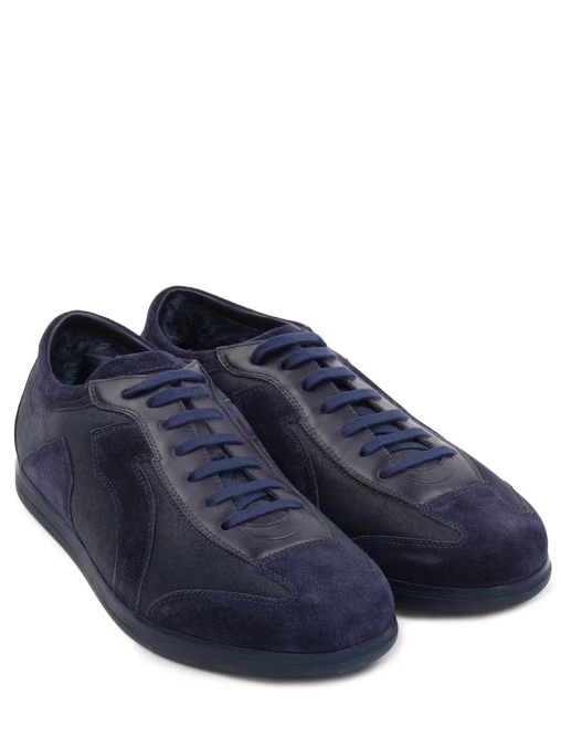 Кеды из кожи и замши на меху S.FERRAGAMO