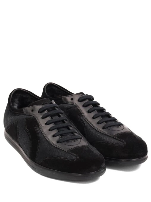 Кеды из кожи и замши на меху S.FERRAGAMO